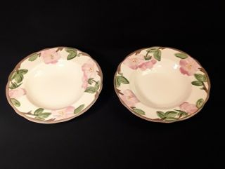 Set Of 2 Vintage Franciscan China Desert Rose 8 - 1/2 " Flat Soup Bowls England