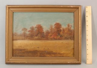 Sm 19thc Antique George W King American Impressionist Autumn Landscape Painting