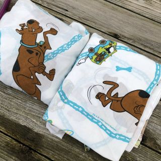 Vintage 1999 Scooby Doo & Shaggy Flat & Fitted Sheets Set Twin Size