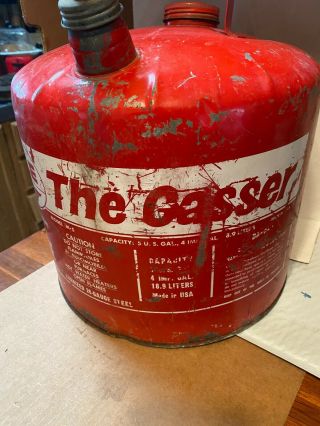 VINTAGE EAGLE 5 GALLON GALVANIZED METAL GAS CAN,  THE GASSER M - 5 2
