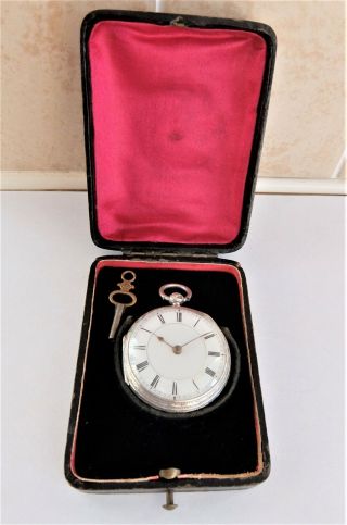 1884 Silver Cased English Lever Pocket Watch / Fob Watch In Order