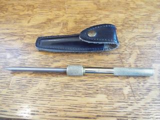 Vintage Brass Eze - Lap Diamond " M " Honing Sharpening Tool With Black Leather Case