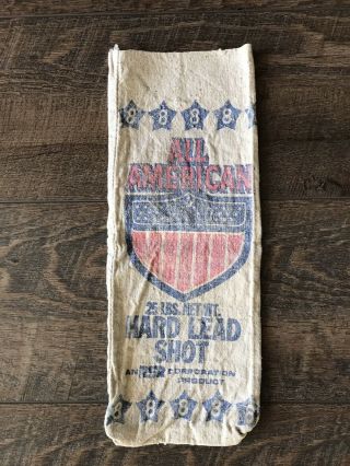 Vintage All American No.  8 Hard Lead Shot Canvas Ammo Bag - Usa Advertisement