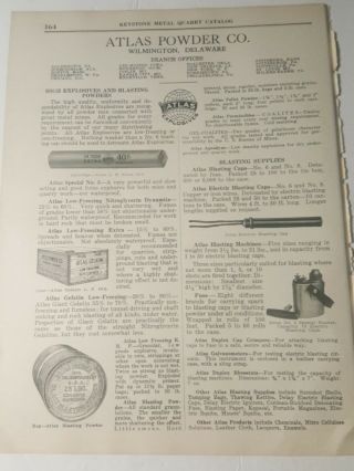 1928 Vintage Print Ad Atlas Powder Company Dynamite Explosives Nitroglycerin