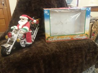 Vintage Christmas Santa On A Motorcycle Wiggles And Sings With Motorcycle Sound