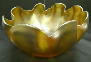 Louis Comfort Tiffany Antique Favrile Iridescent Bowl Art Glass Signed Lct
