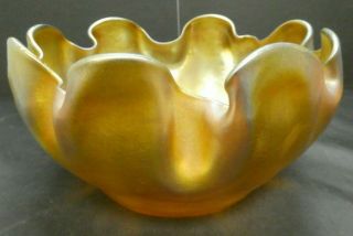Louis Comfort Tiffany Antique Favrile Iridescent Bowl Art Glass Signed LCT 2