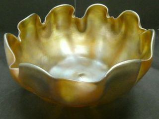 Louis Comfort Tiffany Antique Favrile Iridescent Bowl Art Glass Signed LCT 3