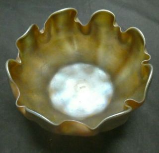 Louis Comfort Tiffany Antique Favrile Iridescent Bowl Art Glass Signed LCT 5
