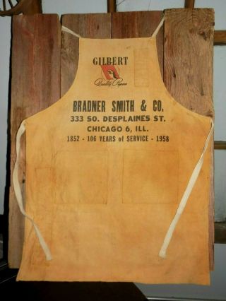 Vtg 1958 Advertising Cloth Tool Apron Bradner Smith &co Gilbert Quality Paper Il
