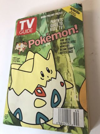Pokemon Vintage Tv Guide Oct.  30 - Nov.  5 1999 Viacom International