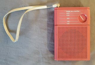 Vintage Realistic 12 - 203 Radio Shack Pink Pocket Transistor Am Radio