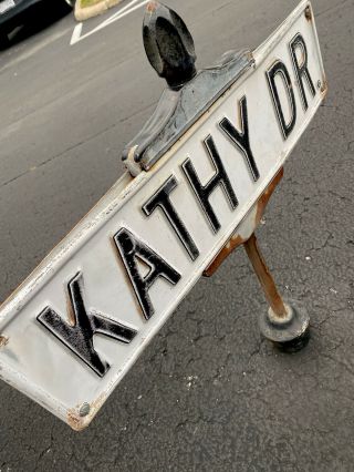 KATHY DR VINTAGE EMBOSSED METAL STREET SIGN BLACK & WHITE DOUBLE SIDES SIGN 3