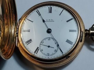 Antique Waltham Pocket Watch W.  M.  Ellery 18s Full Hunter Gold Fill Case 1877