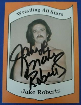 1983 Wrestling All Stars Jake Roberts Signed Auto Rookie Card Wwf Wwe Hof Legend