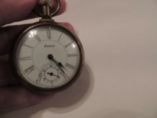 Vintage Sears Pocket Watch Gold Tone With Train 2 " Made In Great Britain