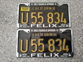 1963 Black California Commercial License Plates,  1966 Validation,  DMV Clear, 2