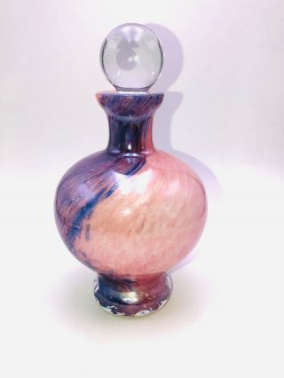 Wonderful Murano Vintage Perfume Art Glass Bottle And Stopper Swirl Purple/pink