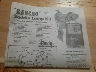 Vintage Tandy Leather Leathercraft Rancho Saddle Lamp Kit Lampshade 4432