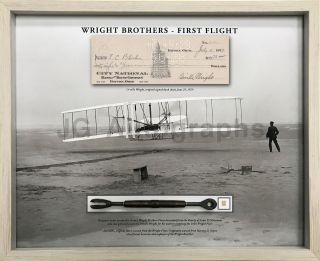 Orville Wright - The Wright Brothers - Custom Framed Autographed Check & Relics