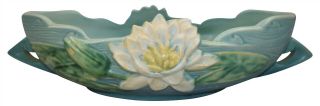 Vintage Roseville Pottery Water Lily Blue Console Bowl 441 - 10