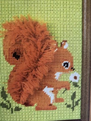 Saucy Squirrel Vintage Needlepoint Kit Caron Perkies Unworked 5x7 Fluffy Tail