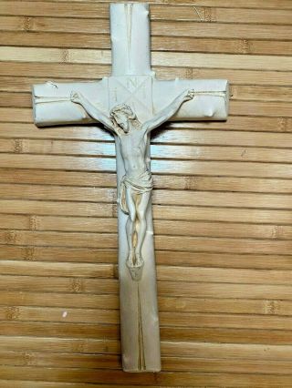 Large Vintage Religious Jesus Christ Inri 15 " Tall Wall Hanging Chalkware Cross