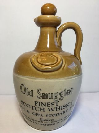Vintage Crock Jug Scotch Whiskey Old Smuggler Stoneware Scotland Govancroft