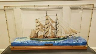Vintage Thermopylae Clipper Ship Museum Model In Lucite Case Wooden Base