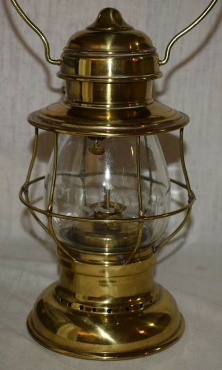 Brass Railroad Presentation Lantern Bell Bottom With Etched Pullman Globe
