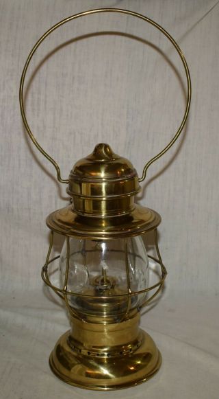 Brass Railroad Presentation Lantern Bell Bottom with Etched Pullman Globe 2