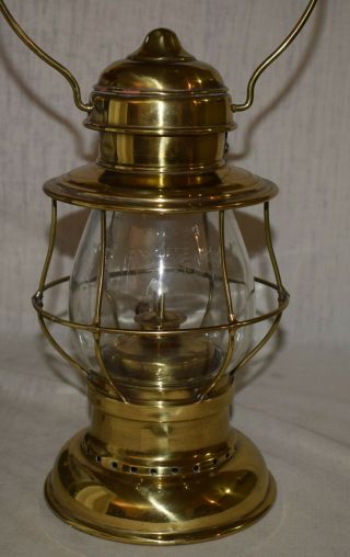 Brass Railroad Presentation Lantern Bell Bottom with Etched Pullman Globe 4