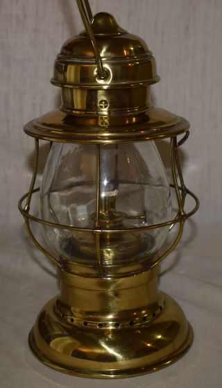 Brass Railroad Presentation Lantern Bell Bottom with Etched Pullman Globe 6
