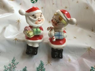 Vintage Santa Claus & Mrs.  Salt Pepper Shakers Japan - Sitters