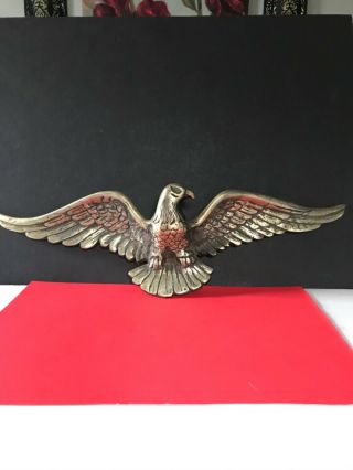 Vintage Cast Metal Eagle Wall Hanging Made In Japan 12” X 6”