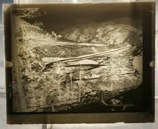Vintage Glass Negative Slide Picture Of Look Out Auto Road In Mountains