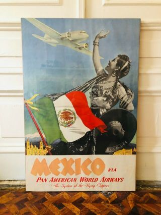 Vintage / Pan American Airline / Travel Poster / Mexico 1940