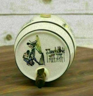 Vintage Porcelain Barrel Shaped Decanter Hand Painted Germany Mini Keg