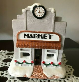 Vintage Holiday Christmas House Market Hand Made & Painted Clay / Ceramic
