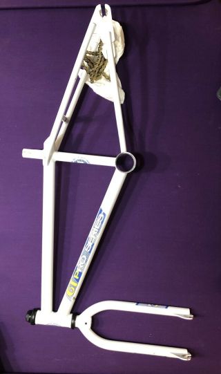 Old School Bmx - 1987 Gt Pro Series - Frame And Forks - Chrome 4130 White
