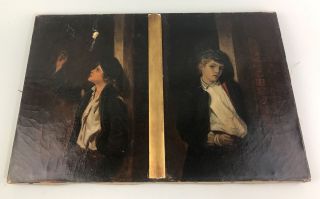 Fine Antique 19thc Oil Painting After John George Brown Boys Smoking Cigars