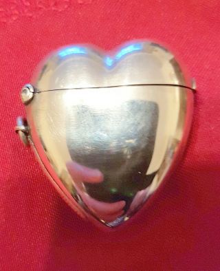 A,  Heavy Solid Silver,  Heart Shaped Vesta Case.