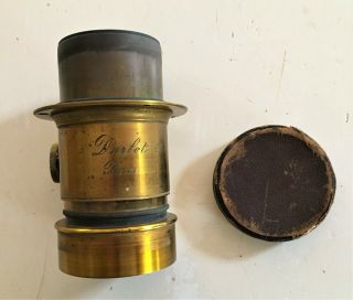 Antique Darlot Paris Brass Rack & Pinion Adjustable Lens & Cap 2