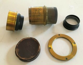 Antique Darlot Paris Brass Rack & Pinion Adjustable Lens & Cap 3