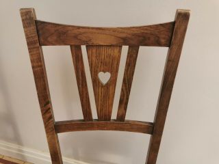 RACHL Liberty style Arts and Crafts Oak Rush Chairs Heart Cutout 3