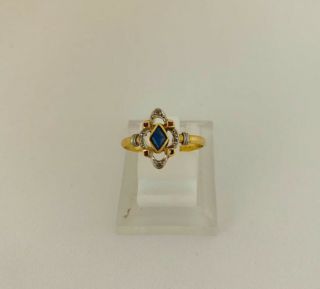 Antique Ring 18k Yellow Gold With Sapphire And Rubies