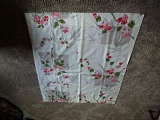 Retro Vintage Cream Red And Grey Floral Drapes Curtains 2 Panels 42 " W X 50 " L