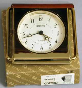 Vintage Seiko Alarm Desk Clock Travel Quartz Folding With Box