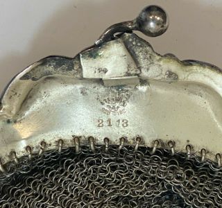 Sterling 925 Fine Silver Mesh Chainmail Purse Handbag,  Foliate Scrolls 2113 5