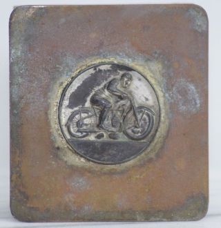 Antique Ama Motorcycle Racing Copper Lidded Wooden Box Motocross Indian Harley